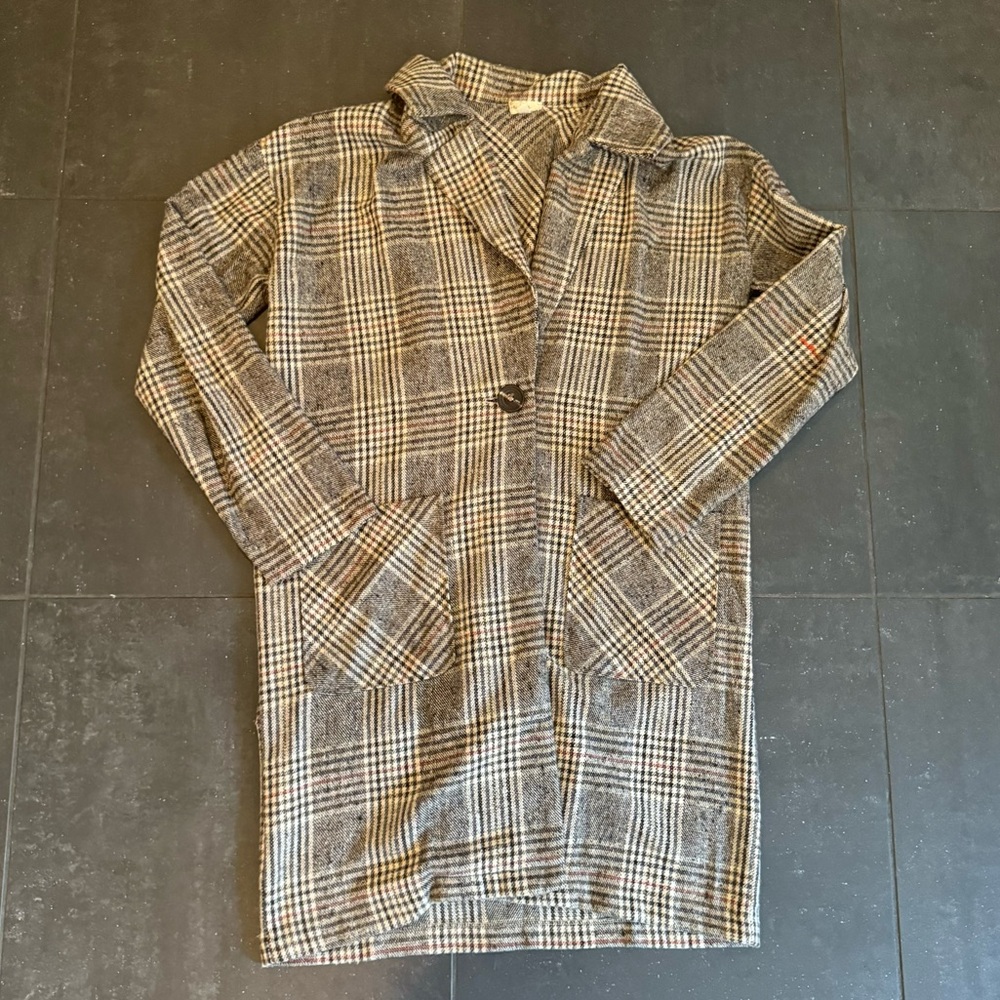 Plaid trench coat